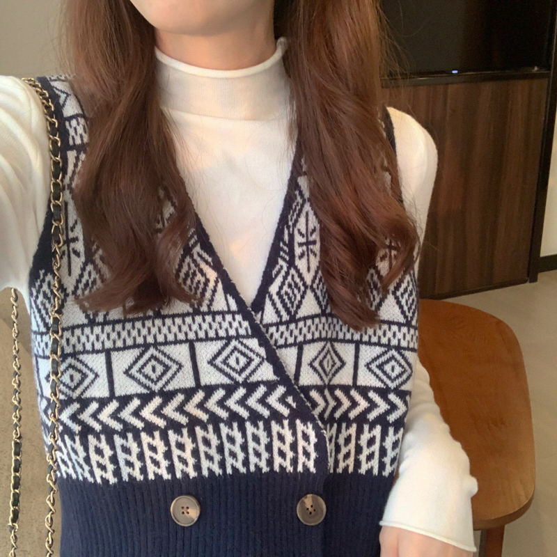 Áo khoác sát nách hai hàng nút kiểu vintage thời trang cho nữ