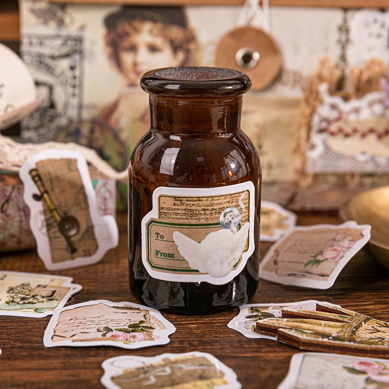 Hộp 46 Nhãn dán sticker Bức thư hoa hồng trang trí sổ tay bullet journal M752