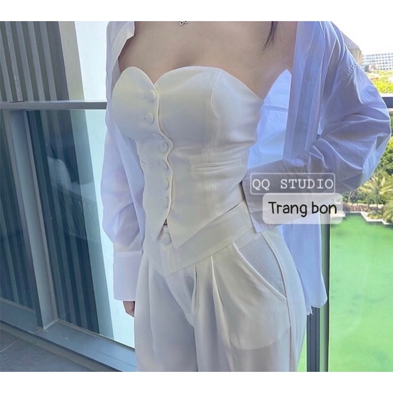 Áo quây cup ngực cúc bọc