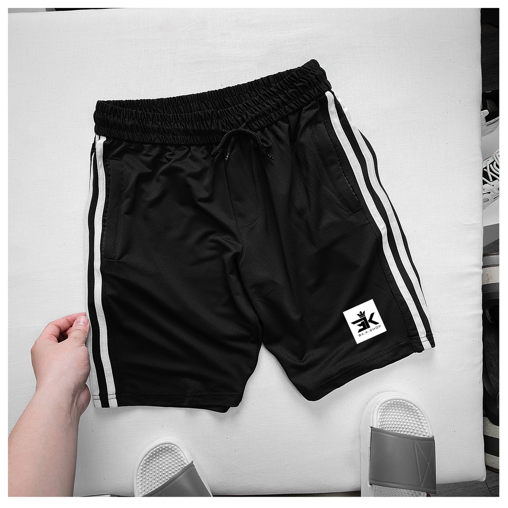 Quần thể thao nam ,quần đùi nam chất liệu kim cương thoáng mát phối kẻ 3 sọc cực đẹp  cho mùa hè