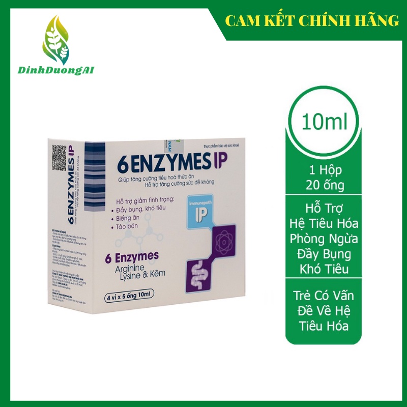 Siro uống 6 Enzymes IP - Bổ sung men tiêu hóa, giảm đầy bụng, biếng ăn, táo bón - Hộp 4 vỉ x 5 ống