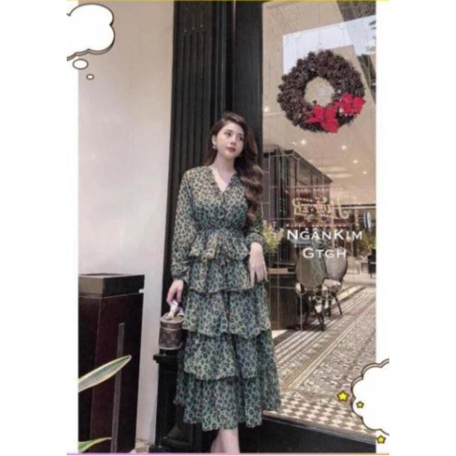 Hàng Thiết Kế Cao Cấp - Váy maxi đầm maxi hoa nhí cổ chữ V sang trọng quý phái | BigBuy360 - bigbuy360.vn