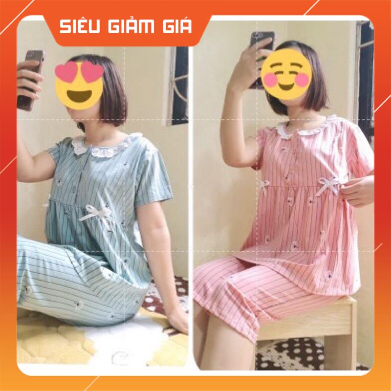Bộ Bầu sau sinh lửng mùa hèbộ cotton bầu cao cấp 100% coton cam kết ko bai ko xù🧡ảnh thật tự chụp♥️freesize 45-70kg