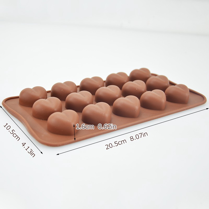 Khuôn HOUSEEKER silicon làm bánh/socola hình trái tim 15 ô DIY