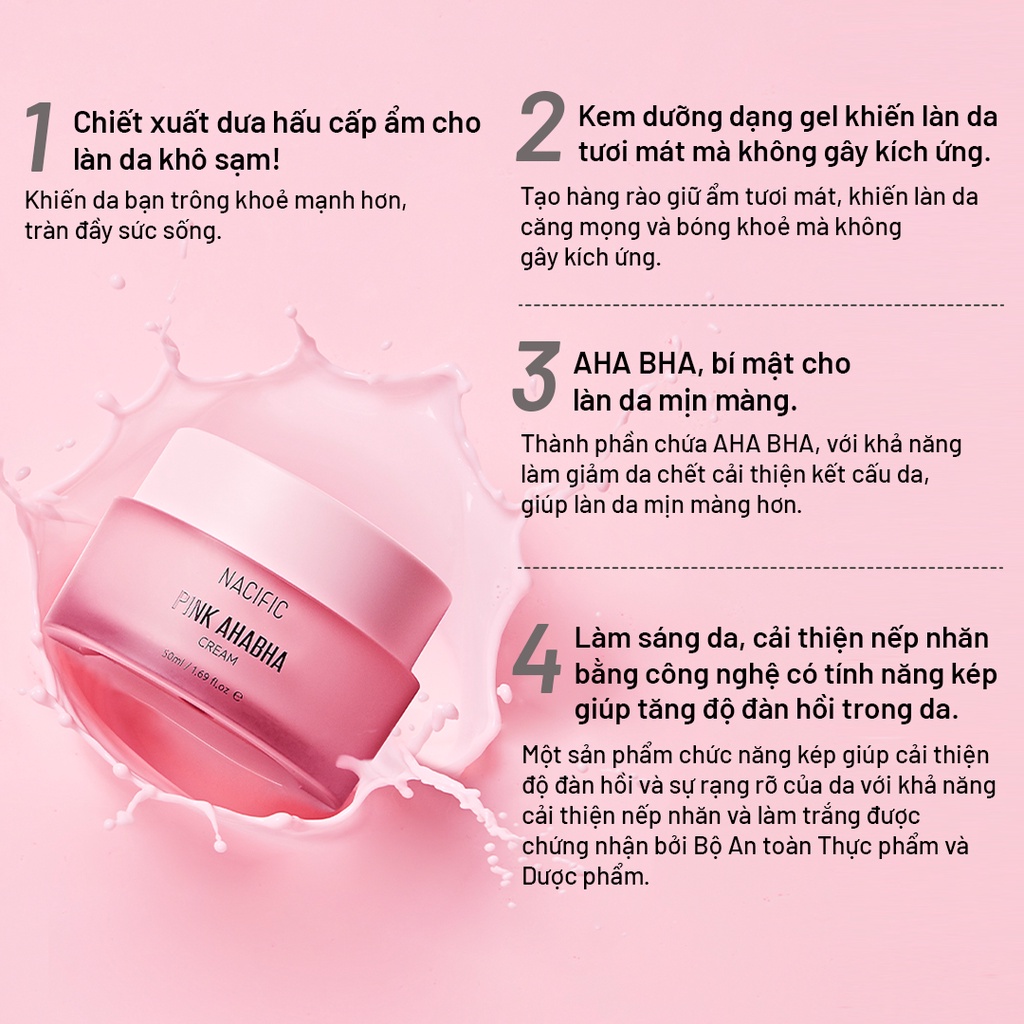 Kem dưỡng trắng ngăn ngừa lão hóa cải thiện mụn Nacific Pink AHABHA Cream 50ml