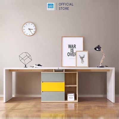 [Giao lắp tại TP.HCM] Bàn Làm Việc Kết Hợp Tủ Gỗ Nhiều Ngăn Hiện Đại Phong Cách Bắc Âu Thương Hiệu SIB Decor BLV57