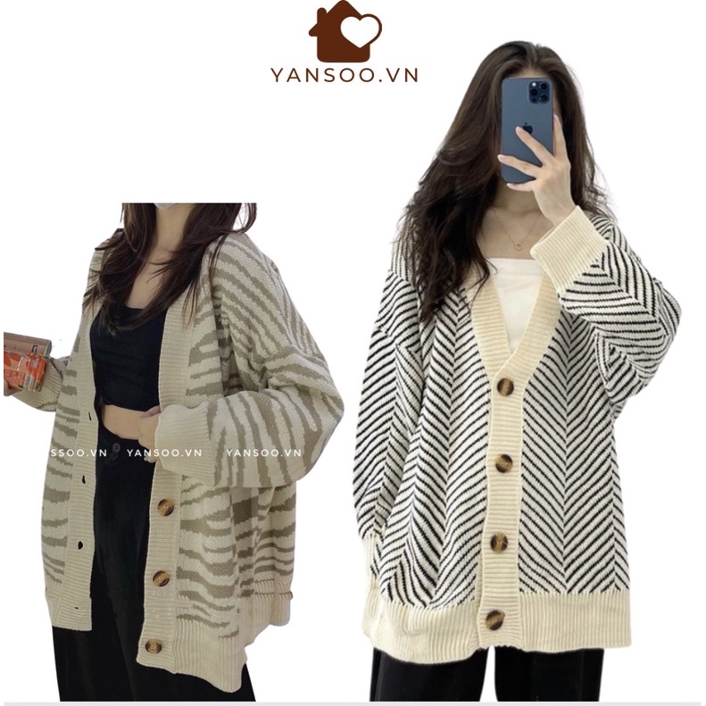 Áo len cadigan vằn cá tính , áo len from rộng chất dày ấm áp xuất xứ Quảng Châu phong cách Hàn Quốc YANSOO