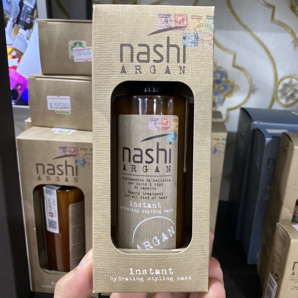 [G03] 🇮🇹Nashi-Italia🇮🇹 Xịt dưỡng xả khô NASHI ARGAN HYDRATING STYLING MASK LEAVE IN làm phồng tóc 150ml S001