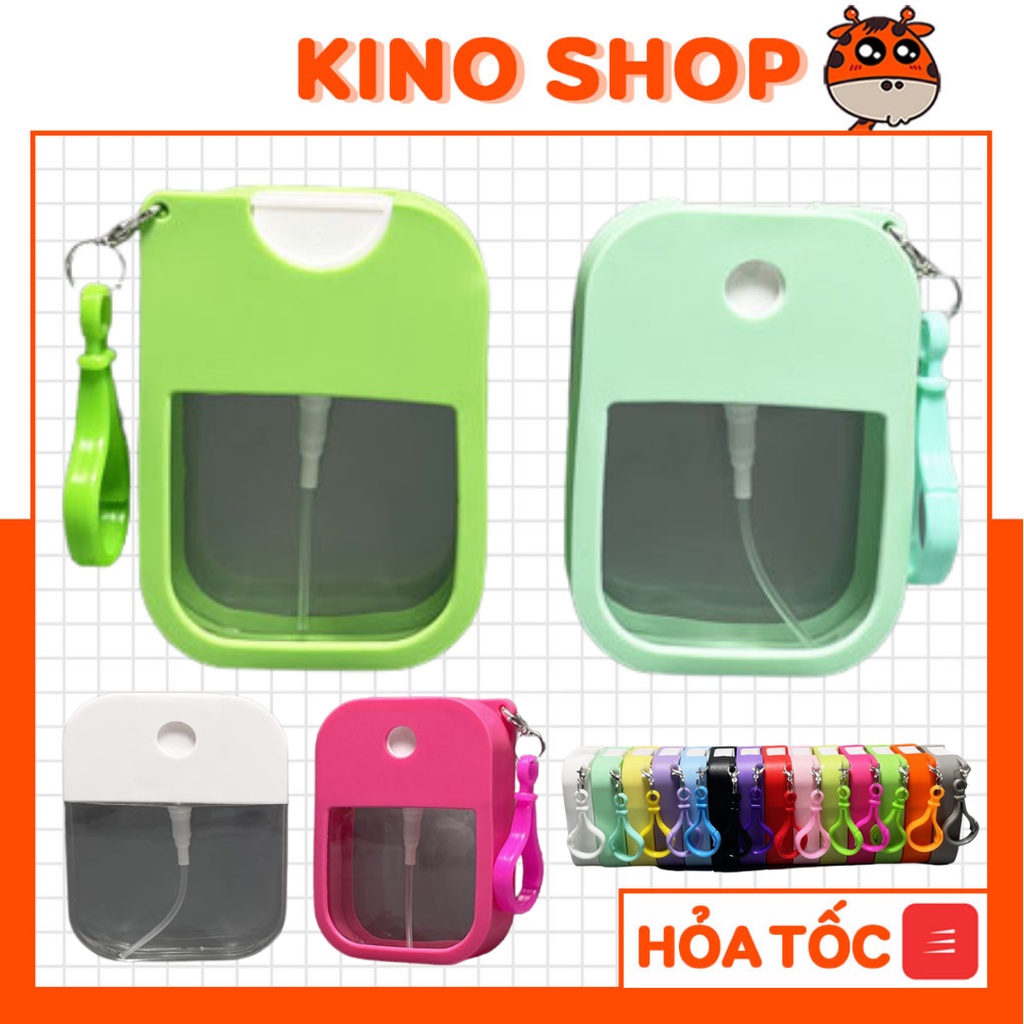 Bình xịt nước rửa tay chai xịt cồn mini 38ml viền silicon móc khóa balo túi xách tiện dụng dễ sử dụng KinoShop