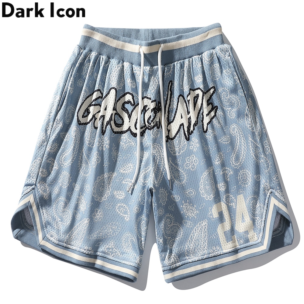 Dark Icon Light Blue Bandana Shorts Men Summer Jersey Material Men's Shorts Streetwear Shorts for Male