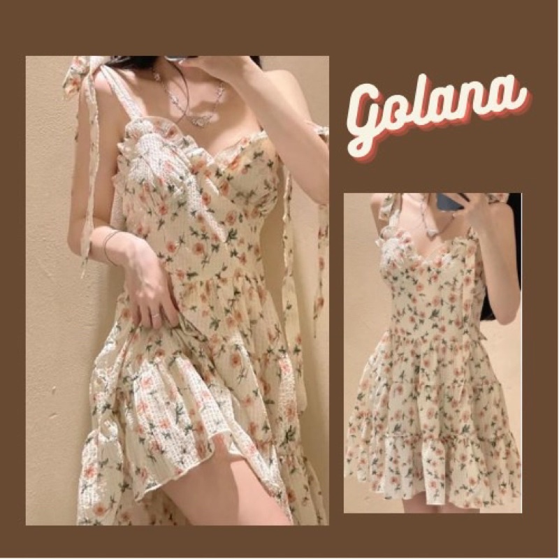 Đầm Hai Dây Thắt Nơ Cách Điệu Hoa Nhí Xinh