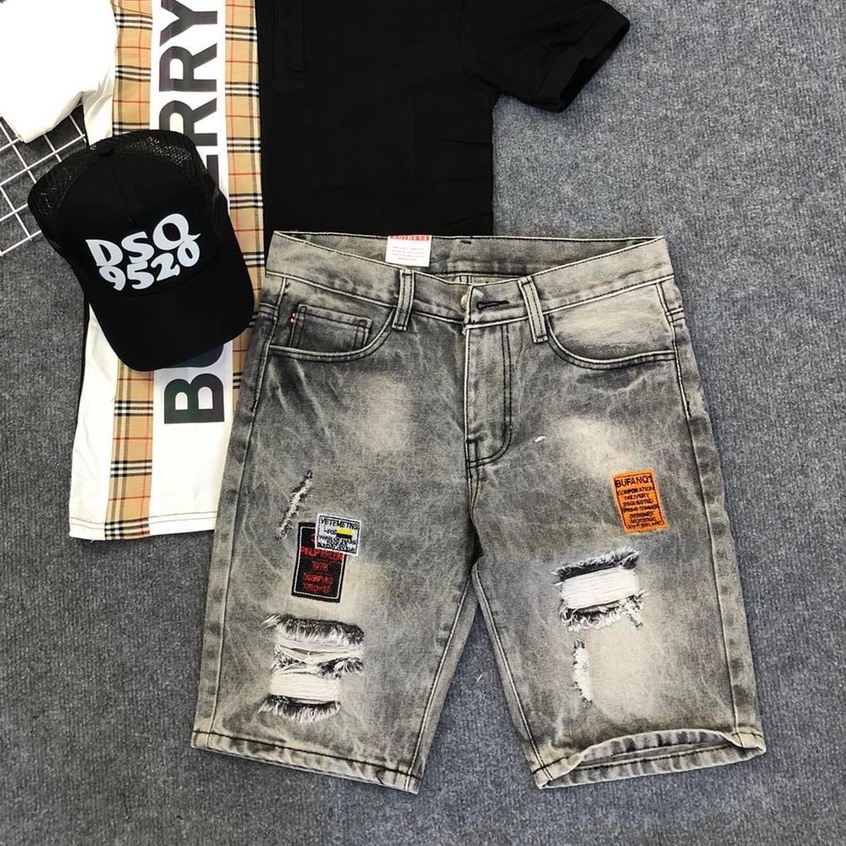 QUẦN BÒ JEAN NAM ĐEN RÁCH THÊU LOGO ĐẸP MẪU MỚI HOT,CHẤT JEAN CO GIÃN CHUẨN SHOP8