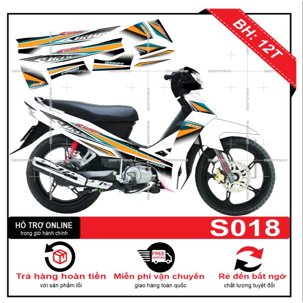 Tem rời sirius dán xe trắng S018 -- SHIN DECAL 2