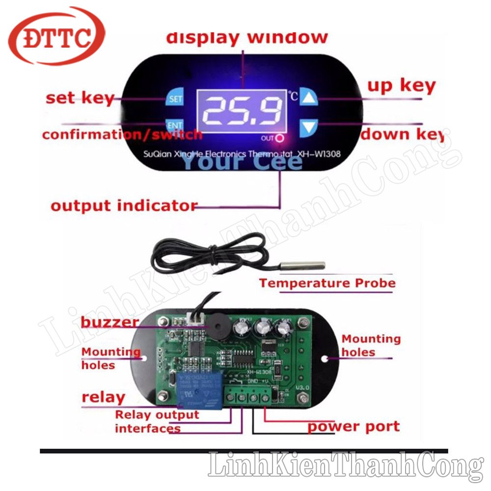 Mạch Điều Khiển Nhiệt Độ XTWH-W1308 12VDC
