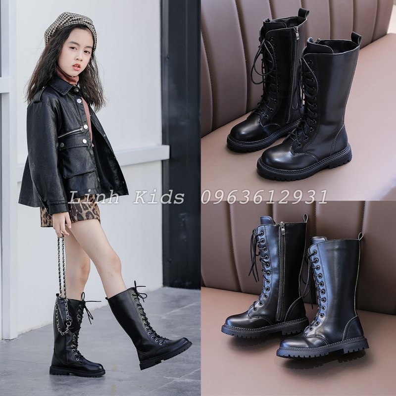 Bốt cao cổ buộc dây bé gái