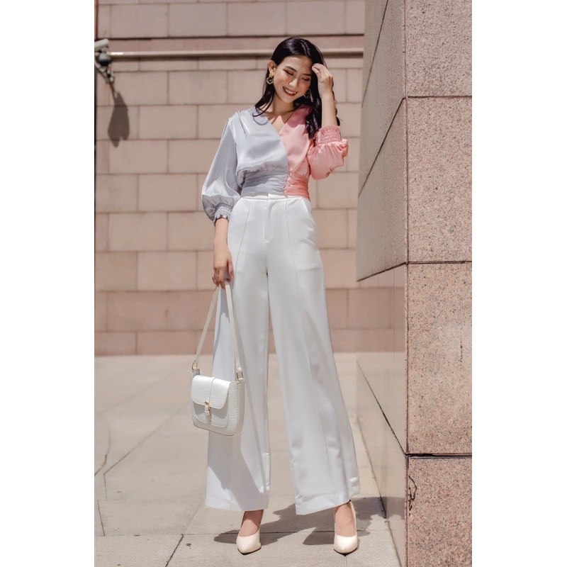 Quần clothesrack suông lé mí trắng all white
