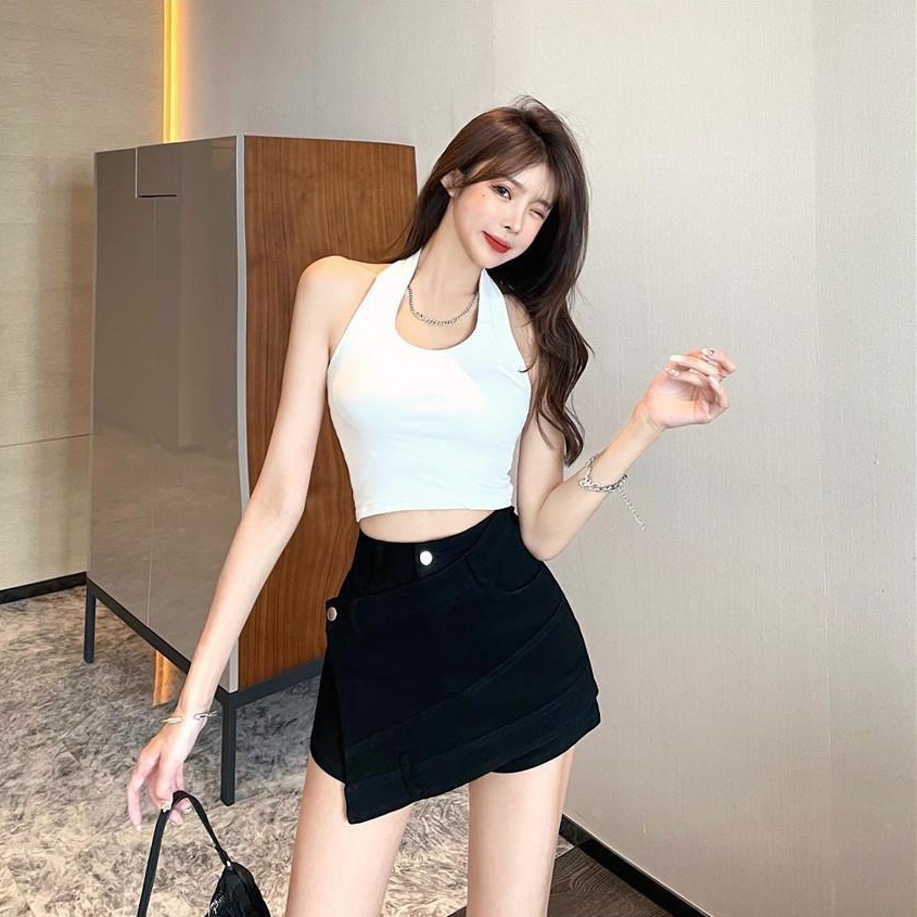 Quần nữ ngắn, quần nữ giả váy chất kaki co dãn màu trắng đen size S M L SKUCV-07C