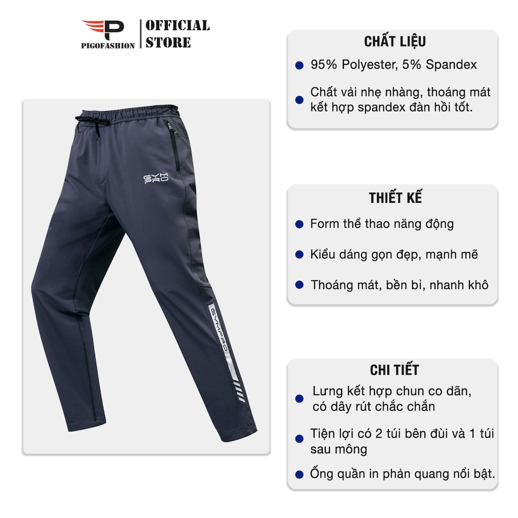 Quần nam dài thể thao chạy bộ chất dù co giãn SPMFP01 PigoFashion có nhiều size và màu