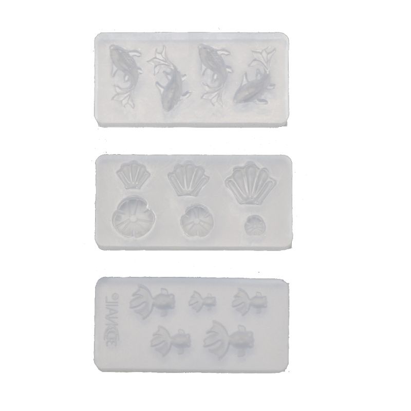 Bộ 3 Khuôn Silicone Hình Lá Sen / Cá Vàng Làm Trang Sức Diy
