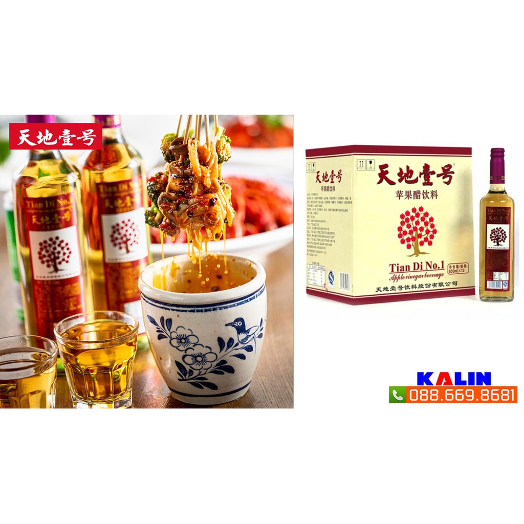 Tian Di No.1 - Set 4 chai 650ml nước uống giấm táo lên men hữu cơ làm đẹp da, giảm cân (hàng nhập khẩu)