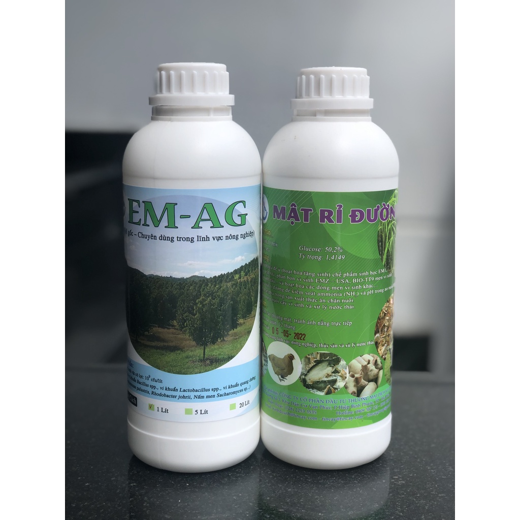 Combo 1 lít EM Gốc và 1 lít mật rỉ chuyên dùng trong nông nghiệp