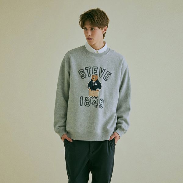 Áo sweater Whoau Korea chính hãng họa tiết gấu Steve 1849 | WHMWC4911U