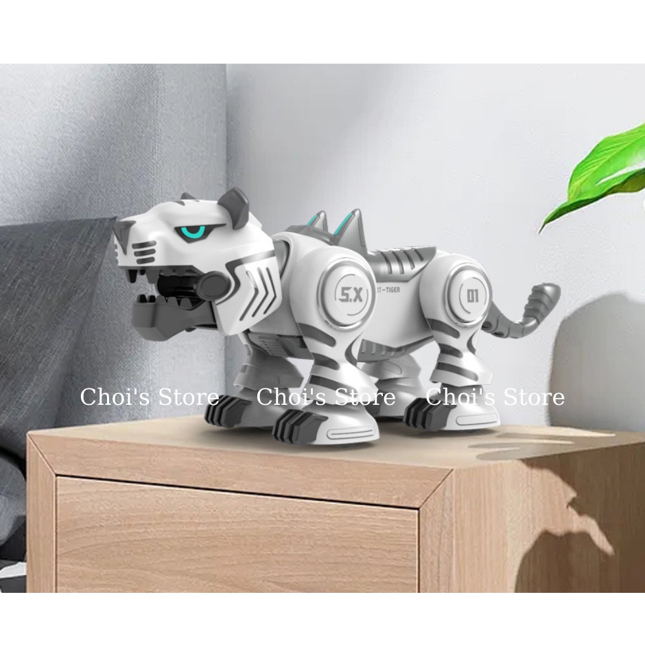 (Cỡ lớn) Hổ điều khiển từ xa cao cấp, robot điều khiển phun khóii, di chuyển, phát nhạc
