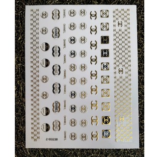 sticker miếng dán móng nail logo thương hiệu 3d, lụa 5d