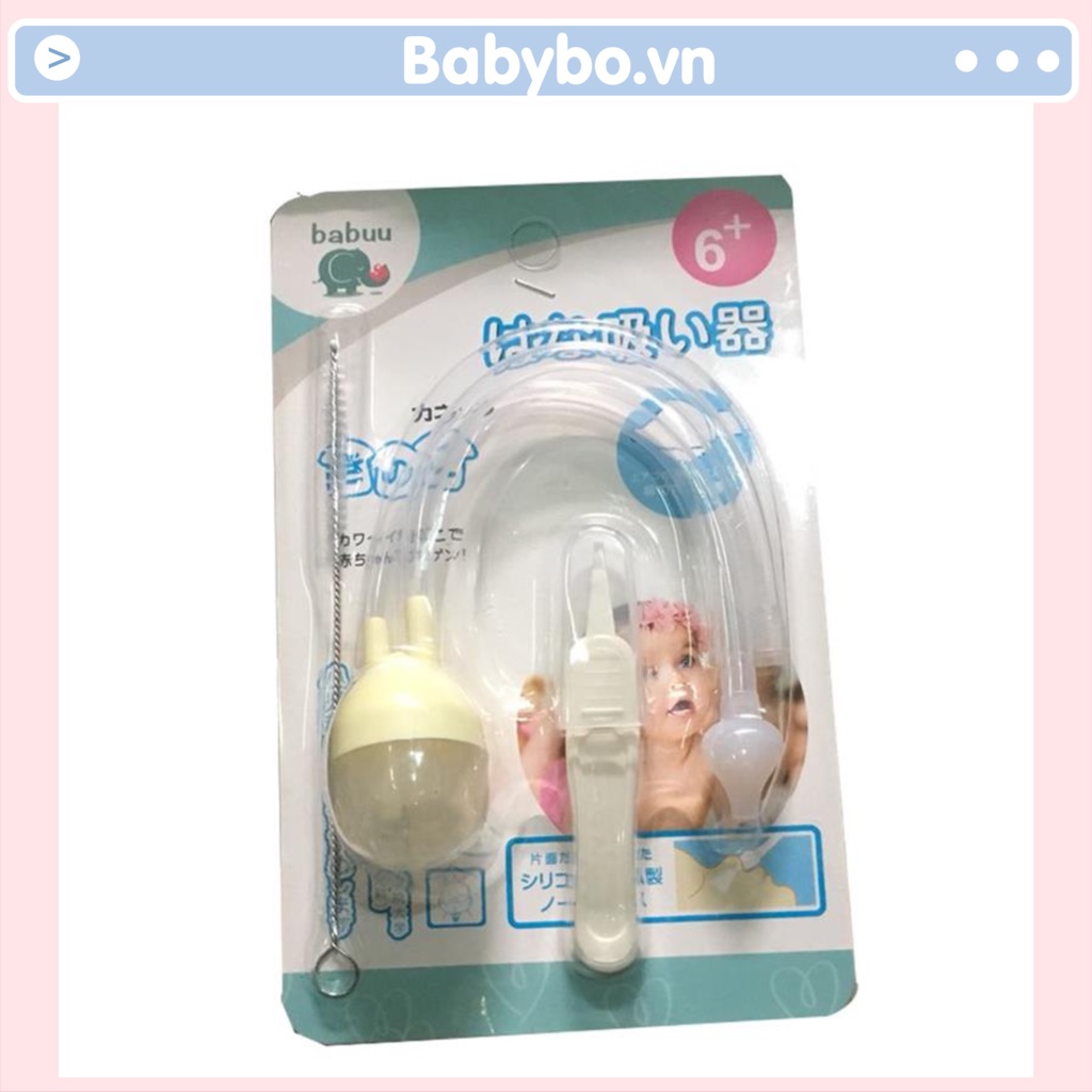 Dụng cụ hút mũi thủ công Babuu kèm nhíp gắp gỉ và cọ ống hút cho bé