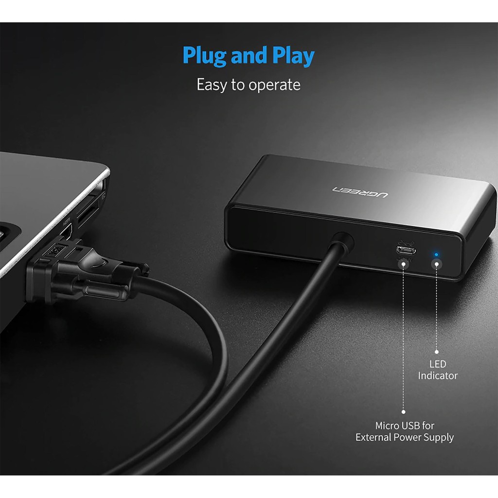 Cáp chia cổng VGA 1 ra 2 chính hãng Ugreen 40254 cao cấp