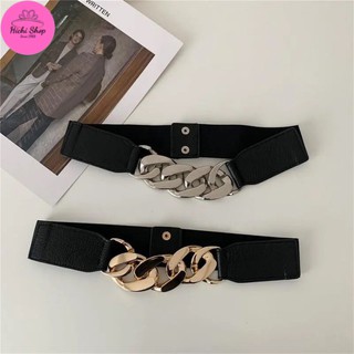 Đai váy nữ cá tính co dãn kèm mắt xích kim loại, thắt lưng nữ, belt nữ dùng để nịt áo đầm co dãn