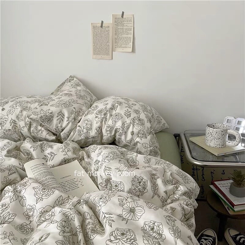 Bộ Chăn Ga Gối Cotton Living Mẫu Hoa Nhí Cực Xinh Chất Liệu Dày Dặn Siêu Mát -Bo Chun Miễn Phí