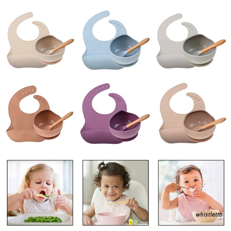 Set 3 yếm ăn bằng silicone chống thấm nước dành cho trẻ sơ sinh
