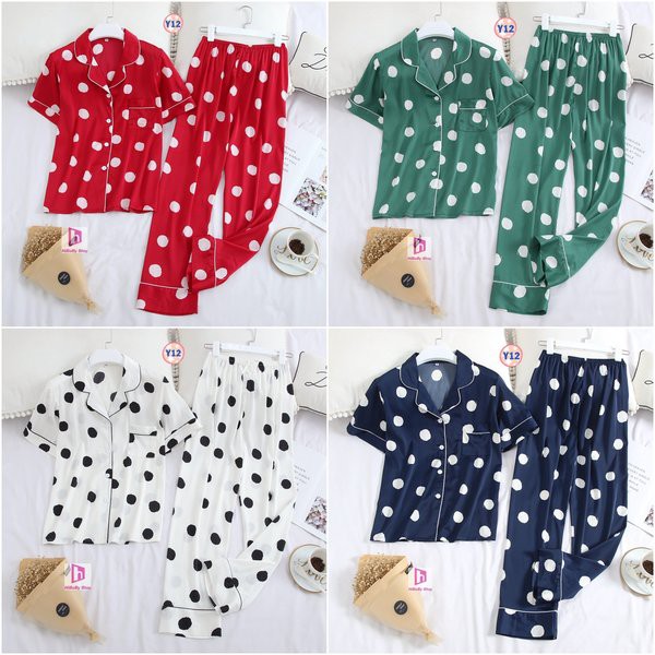 Pijama Lụa Tay Ngắn Quần Dài Y12