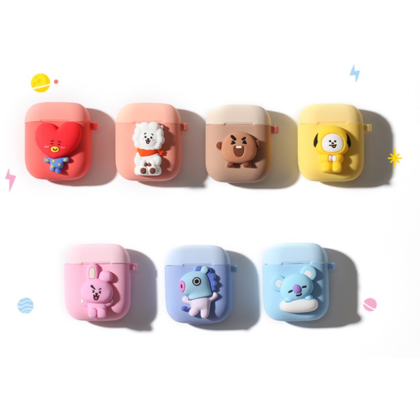 Vỏ Bảo Vệ Hộp Sạc Tai Nghe airpods 1 2 apple Hình bt21 Hai Tông Màu Da Chính Hãng k-pop