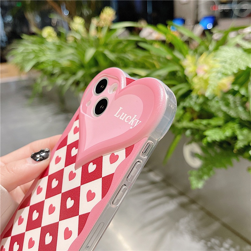 Ốp lưng iphone ốp Điện Thoại MINI Trong Suốt Họa Tiết Trái Tim Màu Hồng Cho iPhone 14 13 12 11 PROMA