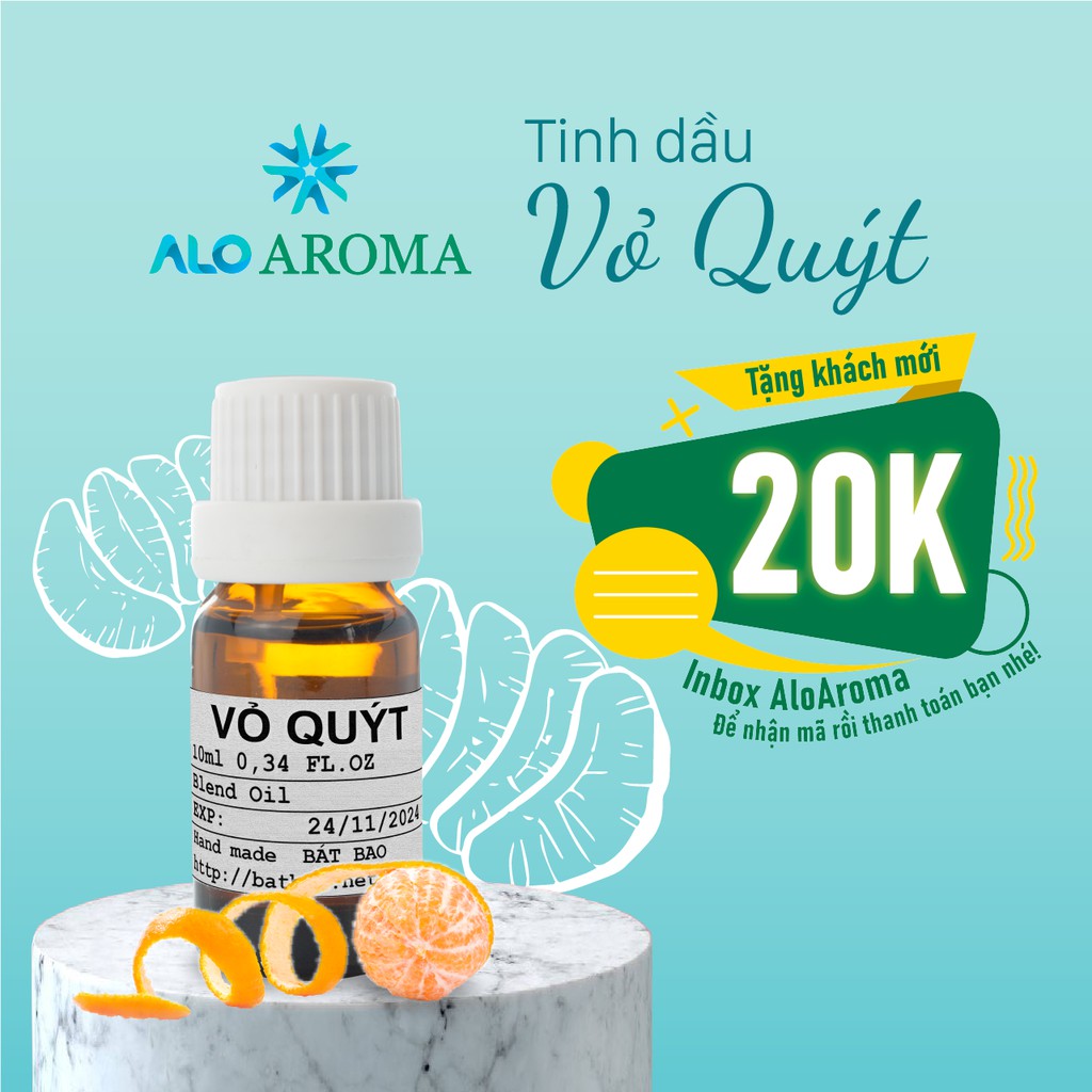 Tinh Dầu Vỏ Quýt Thiên Nhiên ngừa mụn, giảm đau, thư giãn Mandarin Essential Oil AloAroma