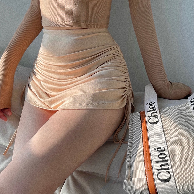 QKOOLE Chân váy ngắn  lưng cao co giãn tốt phong cách Hàn Quốc trẻ trung dành cho nữ
