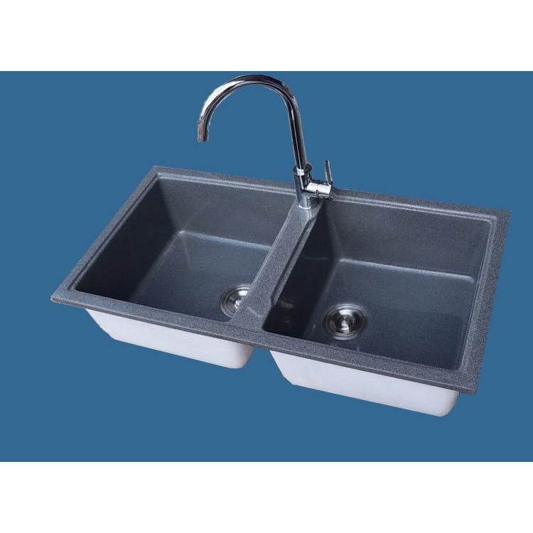 Chậu rửa chén bằng đá nhân tạo, hai hộc đều 94x48cm