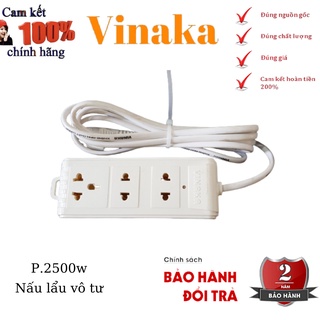 Ổ cắm điện 3 chấu 3 chân có dây cao cấp chịu tải 2000W, ổ cắm 3 lỗ VINAKA chống vỡ chống va đập chịu nhiệt cao MB3T