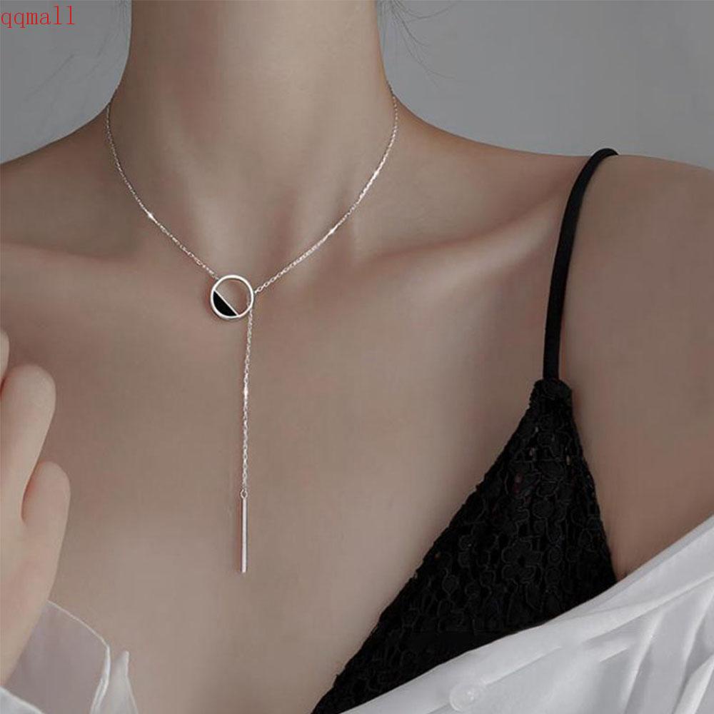 Vòng cổ Mặt Tròn Xinh Xắn Dành Cho Nữ|Choker Tua Rua Màu Đen