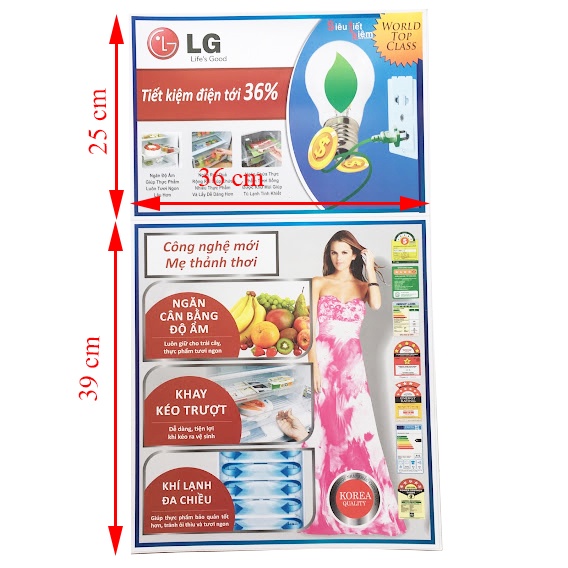 Miếng dán tủ lạnh LG [IN ĐẸP, SẮC NÉT] tem dán tủ lạnh LG