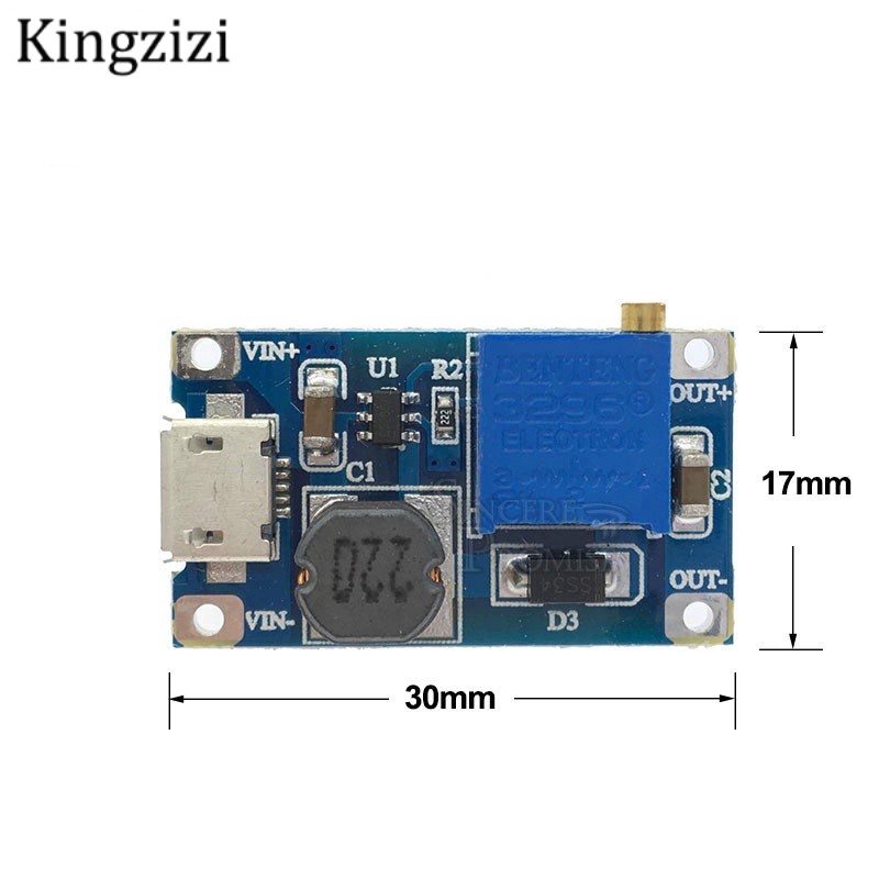 Module tăng áp MT3608 DC-DC 2A với ICRO USB 2V-24V - 5V 9V 12V 28V
