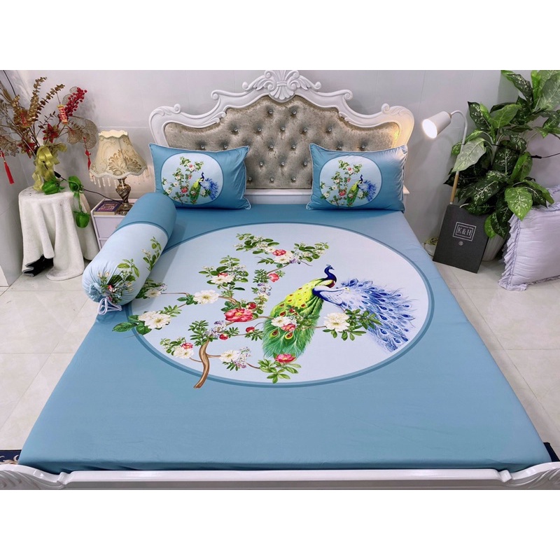 ga gối thun lạnh 5D cao cấp mẫu hoa