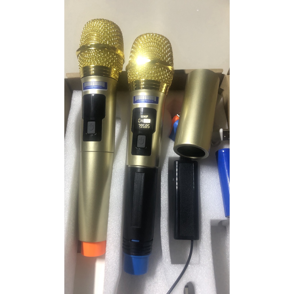 Bộ 2 Micro Sạc Karaoke Không Dây Cho Loa Kéo - Amply Cao Cấp Tặng Kèm Pin Sạc to 18650 loa  kéo  200w