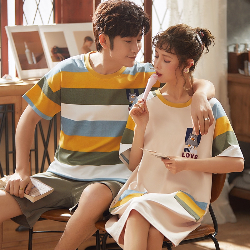 Bộ Đồ Ngủ Ngắn Tay Cho Cặp Đôi Y2550 | BigBuy360 - bigbuy360.vn