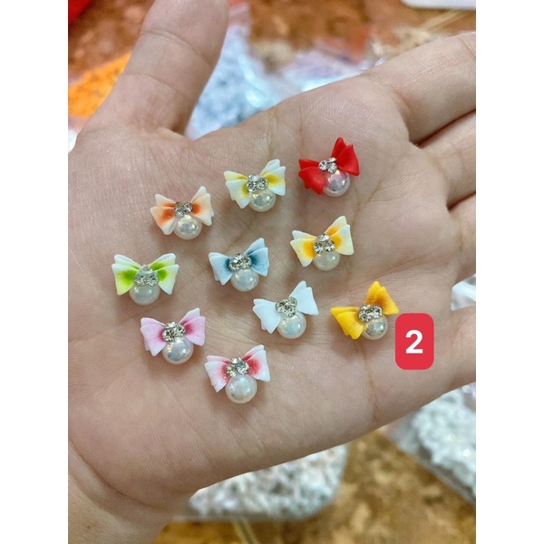 Nơ bột nail,Nơ Bột Gắn Trang Trí Móng Tay