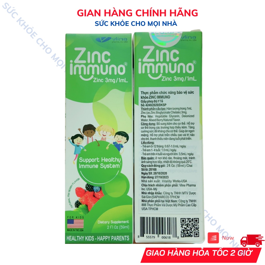 Kẽm giọt Zinc immuno giúp bé từ sơ sinh tăng đề kháng,ăn ngon,tiêu hóa tốt.suckhoechomoinha
