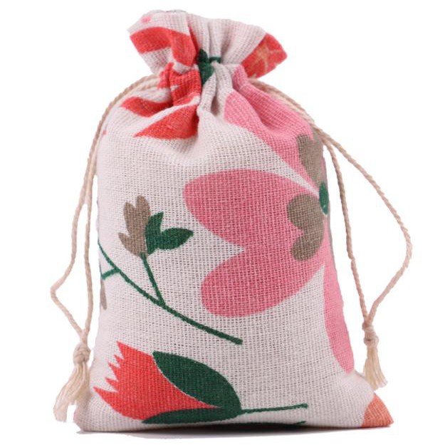 Túi vải có dây rút mẫu dễ thương KT 10x14cm dùng đựng cốc nguyệt san hoặc trang sức...