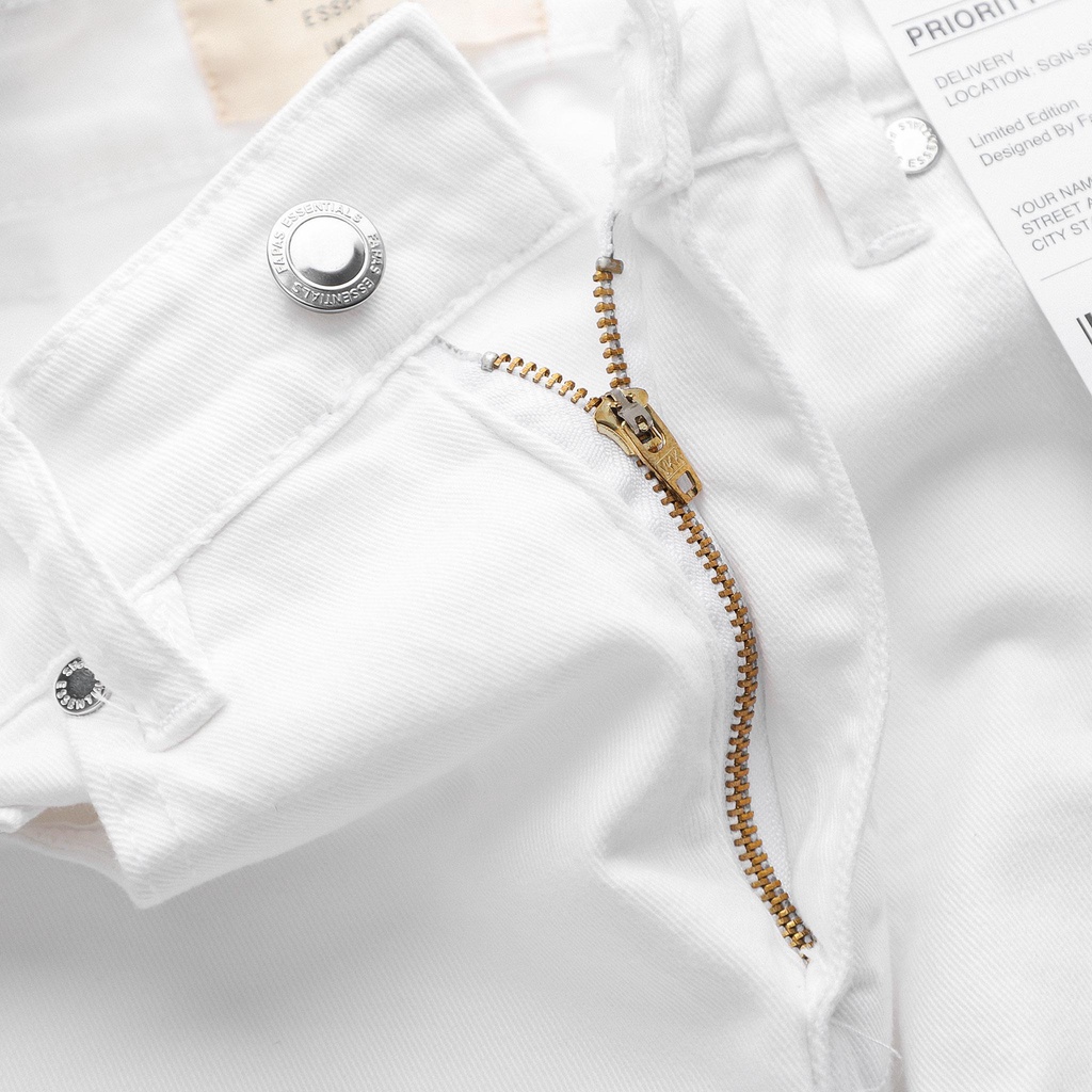 Quần Jean Skinny Puth Màu Trắng Chính Hãng Fapas Chất Liệu Denim Dày Dặn Rách Rối - FAPAS